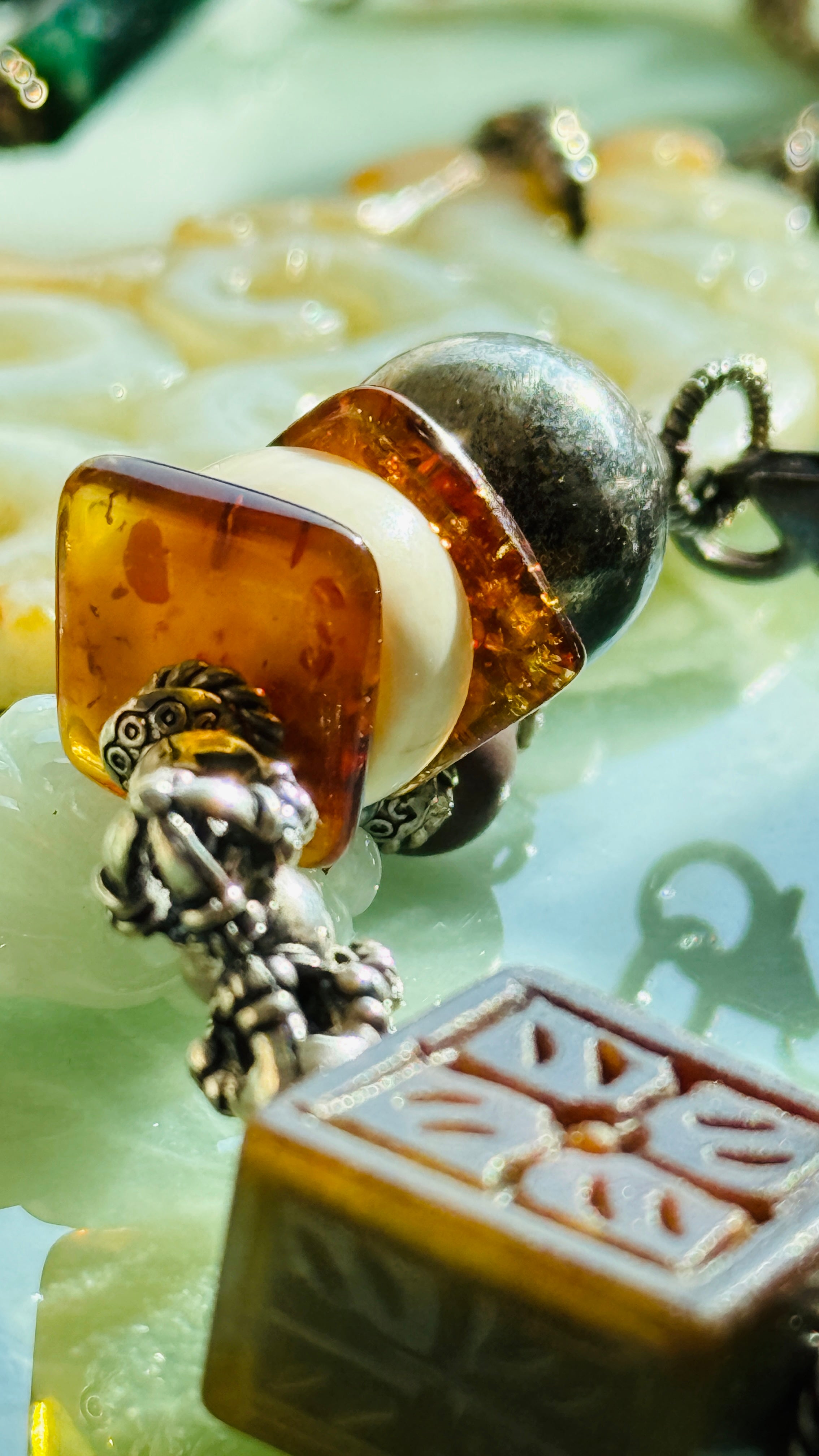 Ascendance · Emperial Yellow Dragon Jade Bracelet | Hand-Carved| Amber • 925 Silver | One-of-a-kind