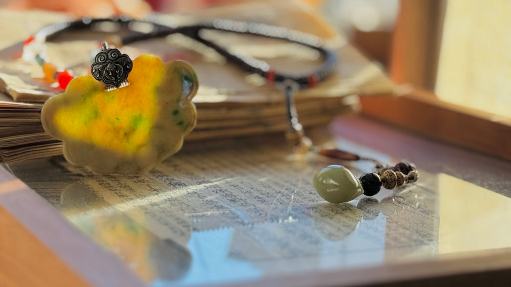 Queen of Green Spades ·  Yellow & Green Jade Necklace | Auspicious Chinese Jade Pendant | One-of-a-kind