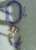Lavender Haze · Crossbody chain with purple chalcedony beads and hand-embroidered butterfly
