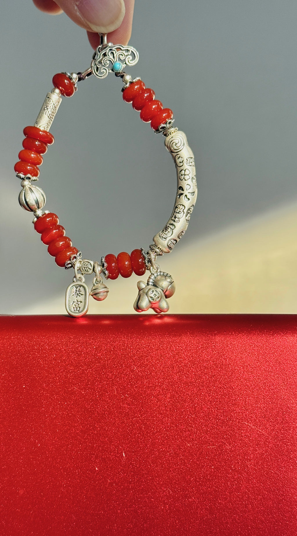 Abundance · Zodiac Horse Agate & Turquoise Sterling Silver Bracelet