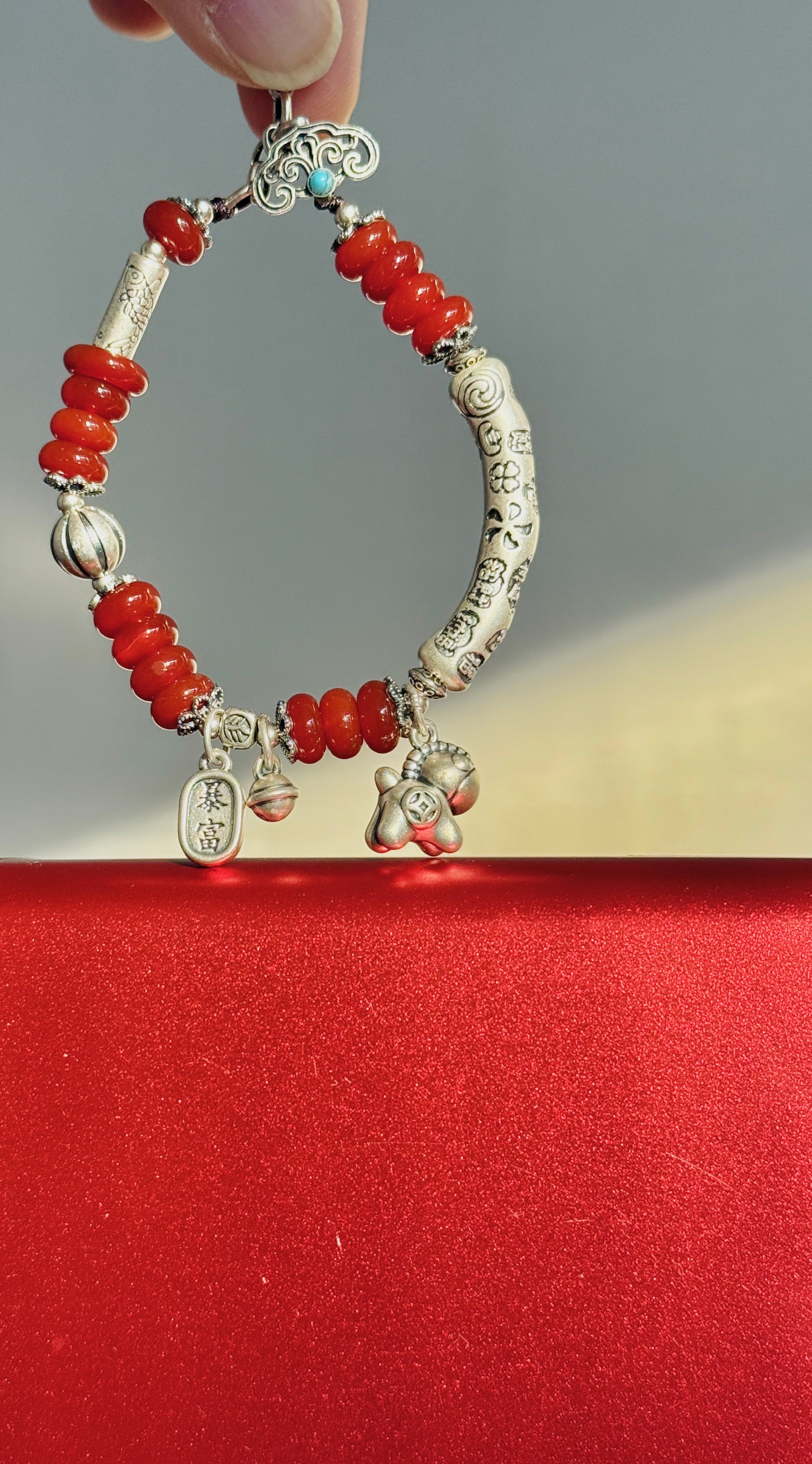 Abundance · Zodiac Horse Agate & Turquoise Sterling Silver Bracelet