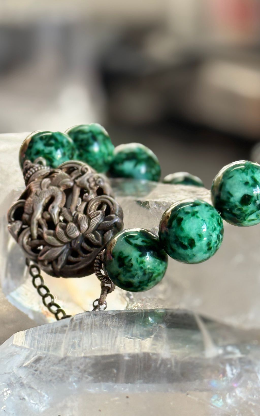Endless Summer · Jade Bracelet | Dark Green Jadeite & Red Jade | “Endless Green, Radiant Red” | One-of-a-kind