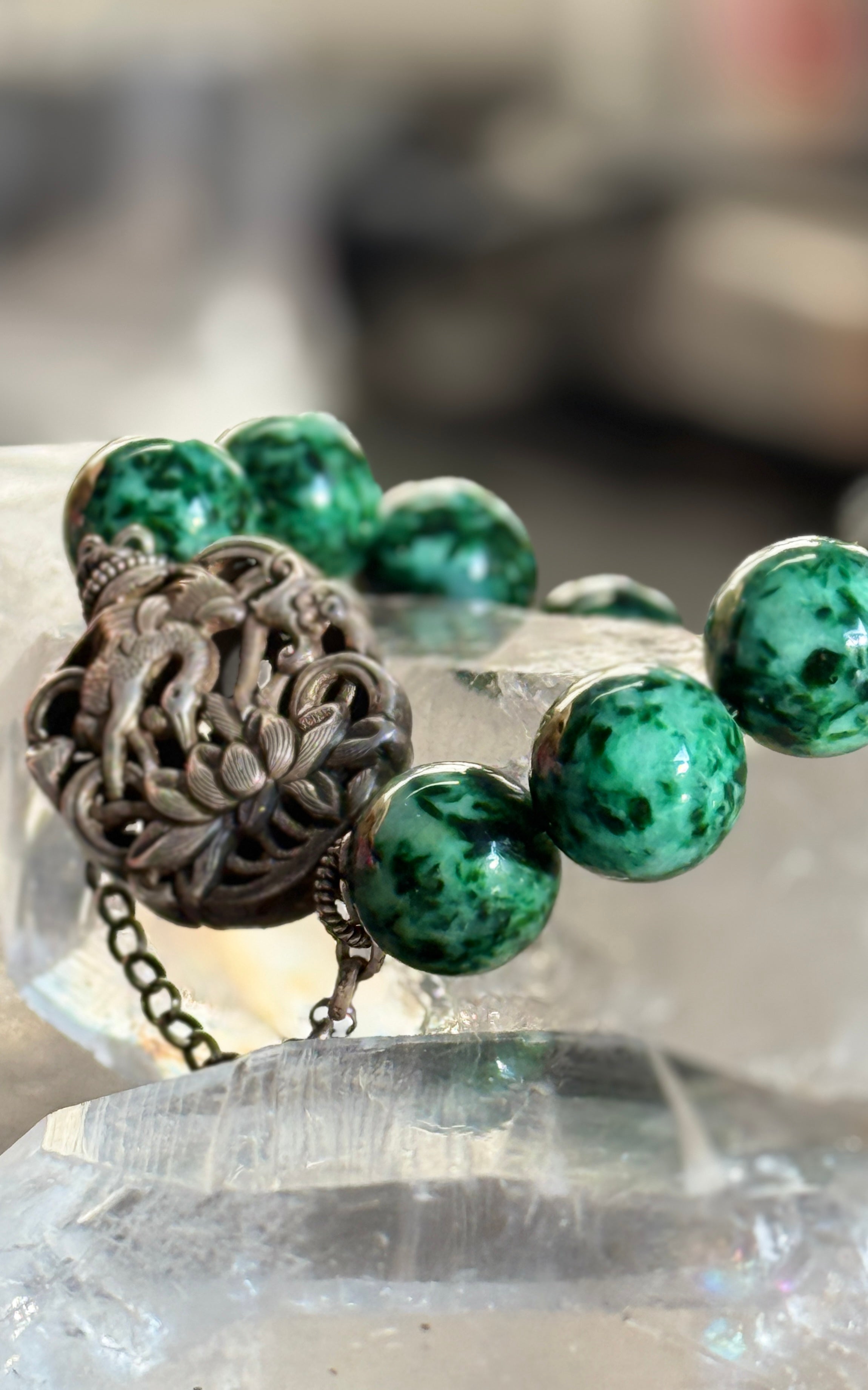 Endless Summer · Jade Bracelet | Dark Green Jadeite & Red Jade | “Endless Green, Radiant Red” | One-of-a-kind