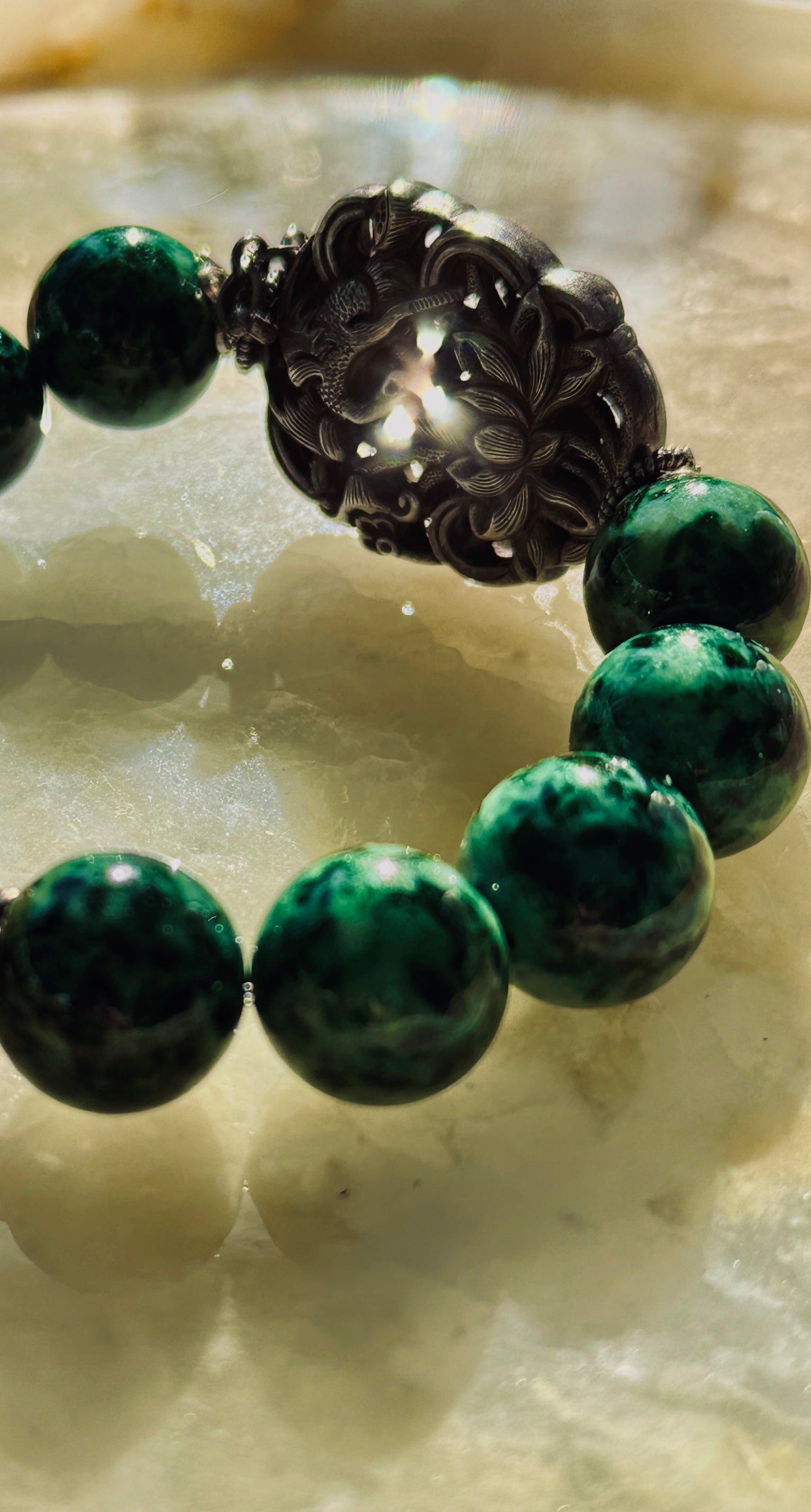 Endless Summer · Jade Bracelet | Dark Green Jadeite & Red Jade | “Endless Green, Radiant Red” | One-of-a-kind