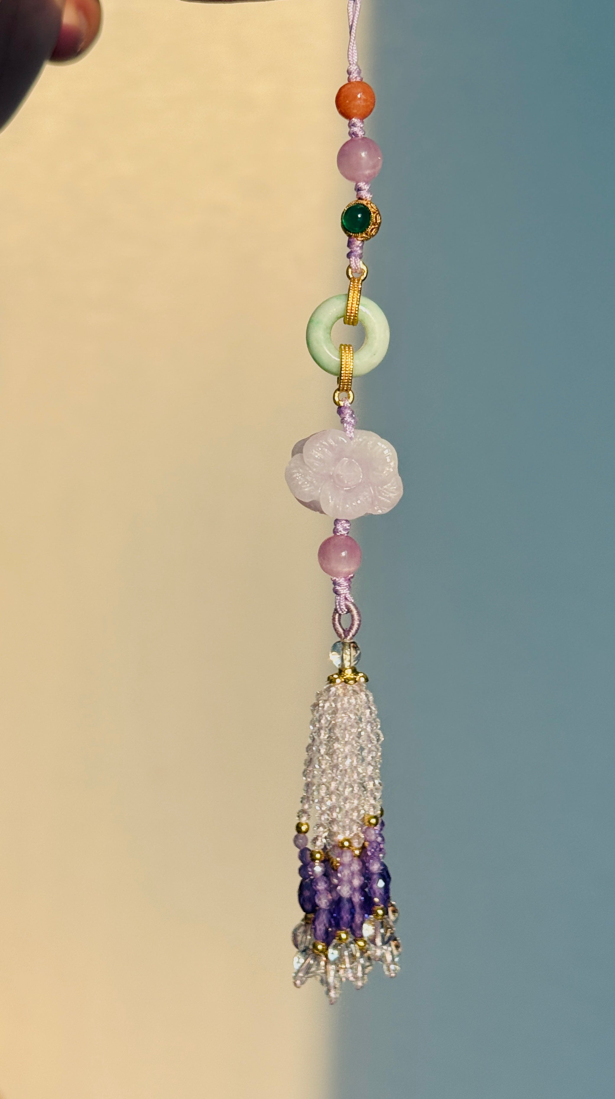 Luck & Fortune Chain · Pearl & Jade Crossbody Chain with Embroidered Gourd