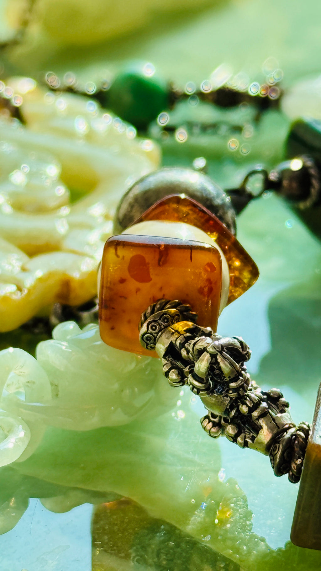 Ascendance · Emperial Yellow Dragon Jade Bracelet | Hand-Carved| Amber • 925 Silver | One-of-a-kind