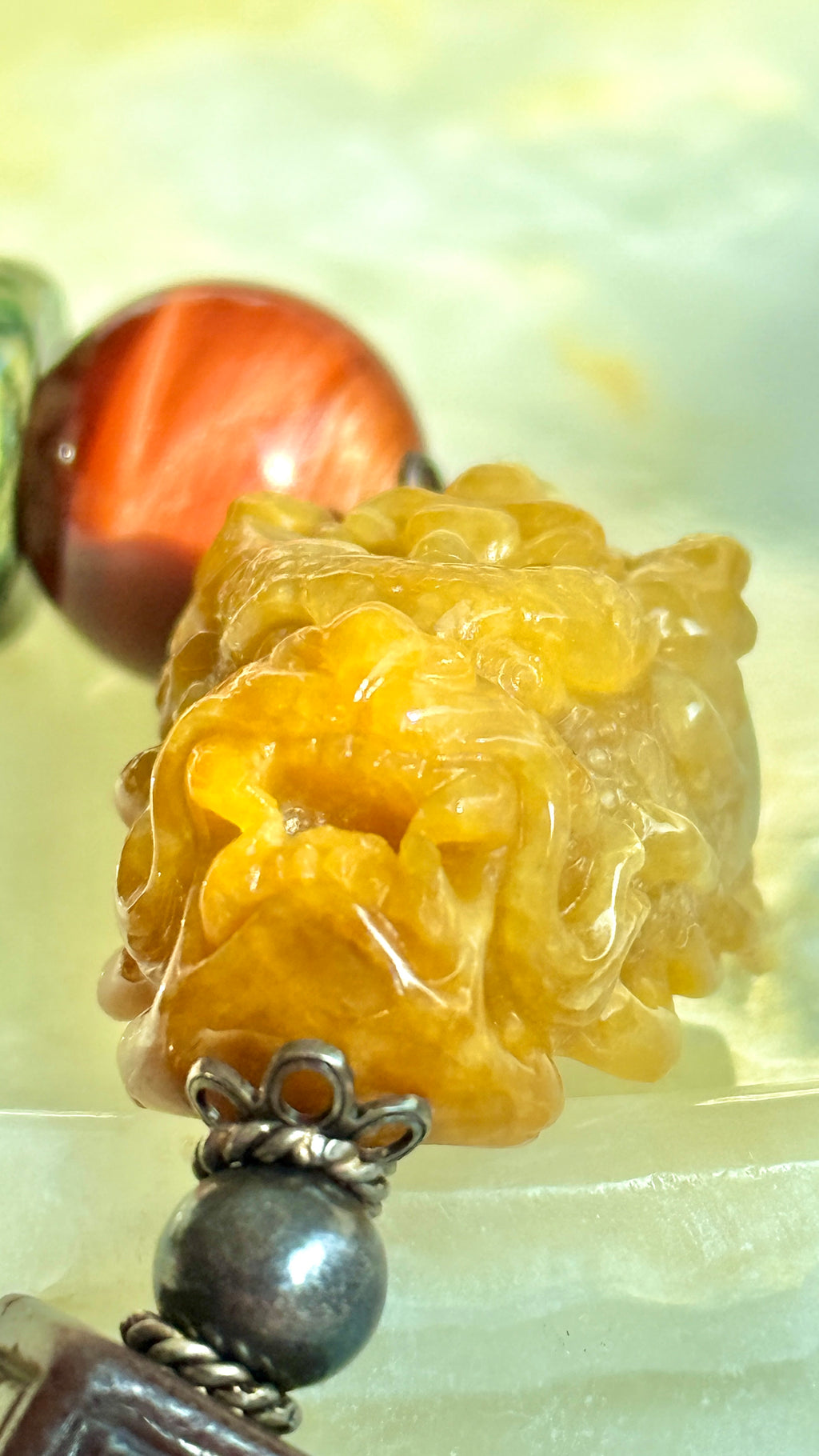 Ascendance · Emperial Yellow Dragon Jade Bracelet | Hand-Carved| Amber • 925 Silver | One-of-a-kind