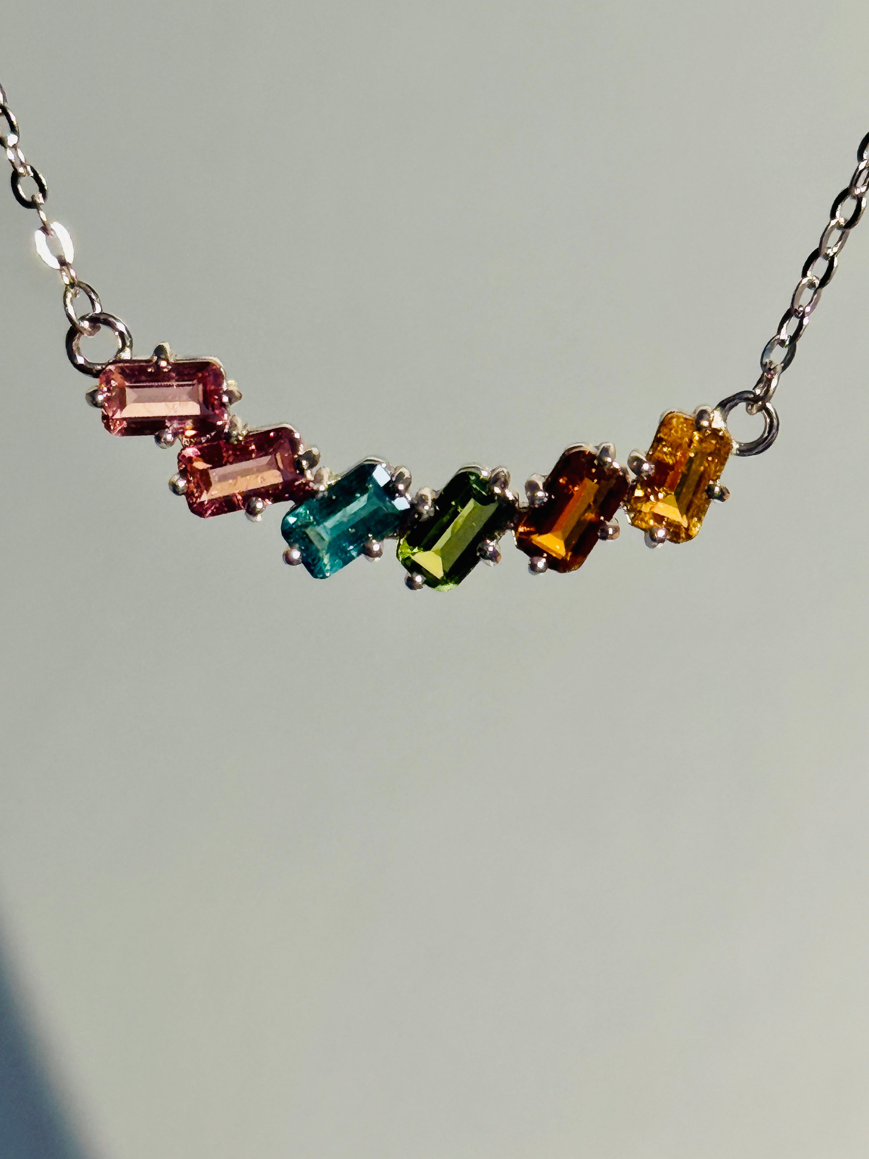 Over the Rainbow · Natural Tourmaline Stones Necklace