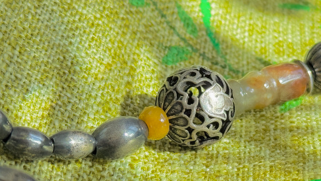 Interval · Antique Jade Arc Necklace | Hand-Carved Green Jade • Aged Silver| One-of-a-kind