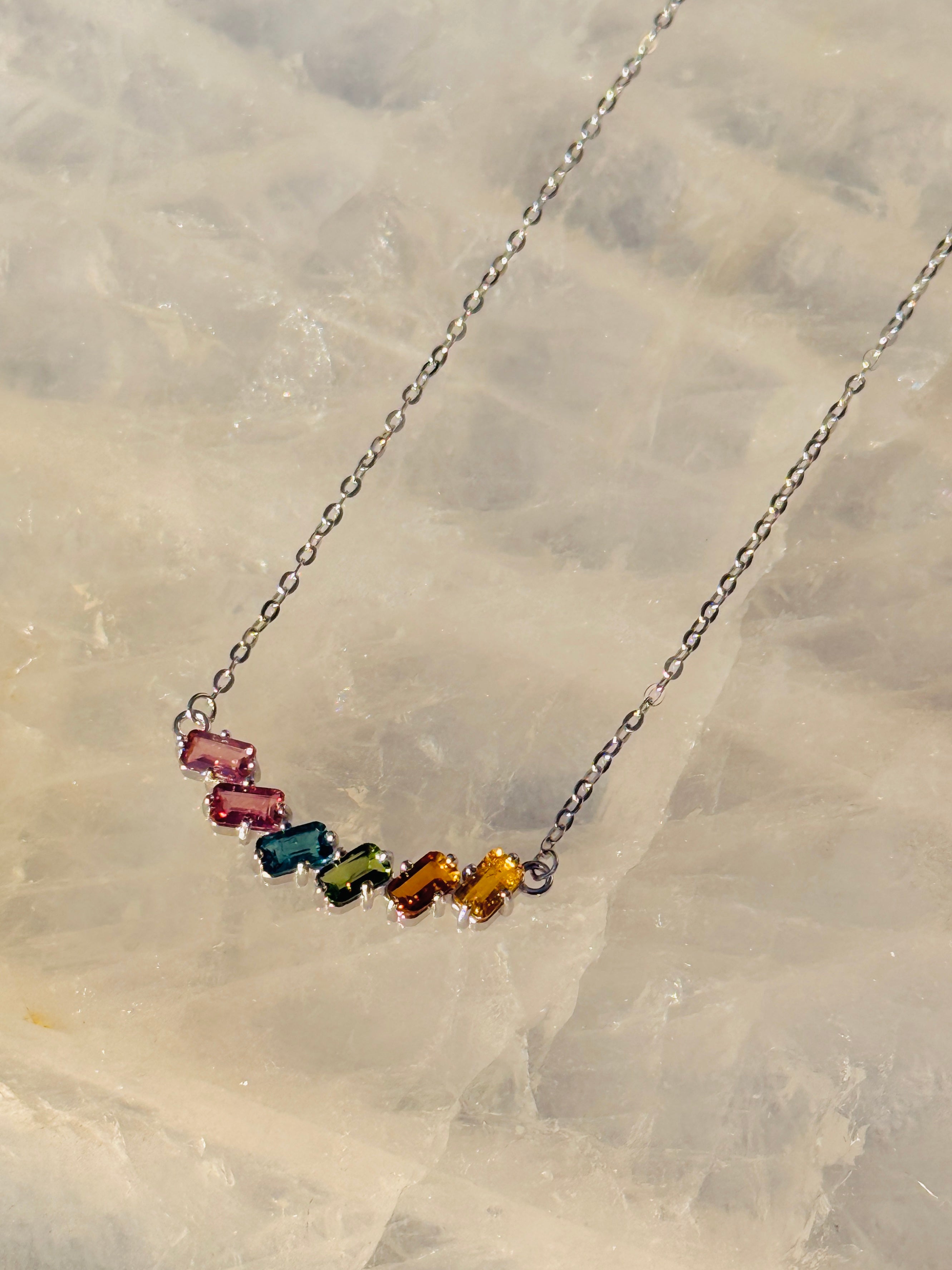 Over the Rainbow · Natural Tourmaline Stones Necklace