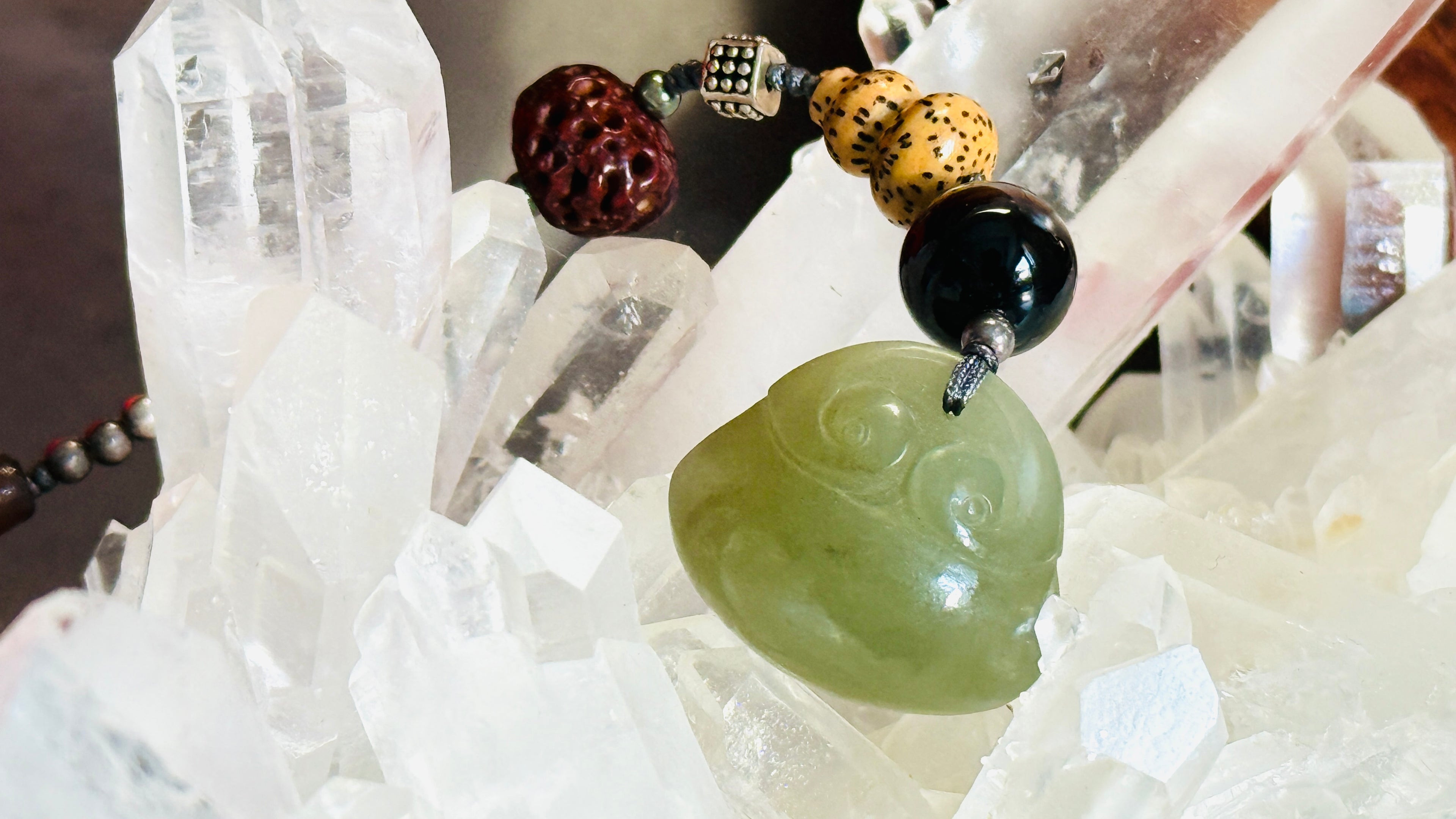 Queen of Green Spades ·  Yellow & Green Jade Necklace | Auspicious Chinese Jade Pendant | One-of-a-kind