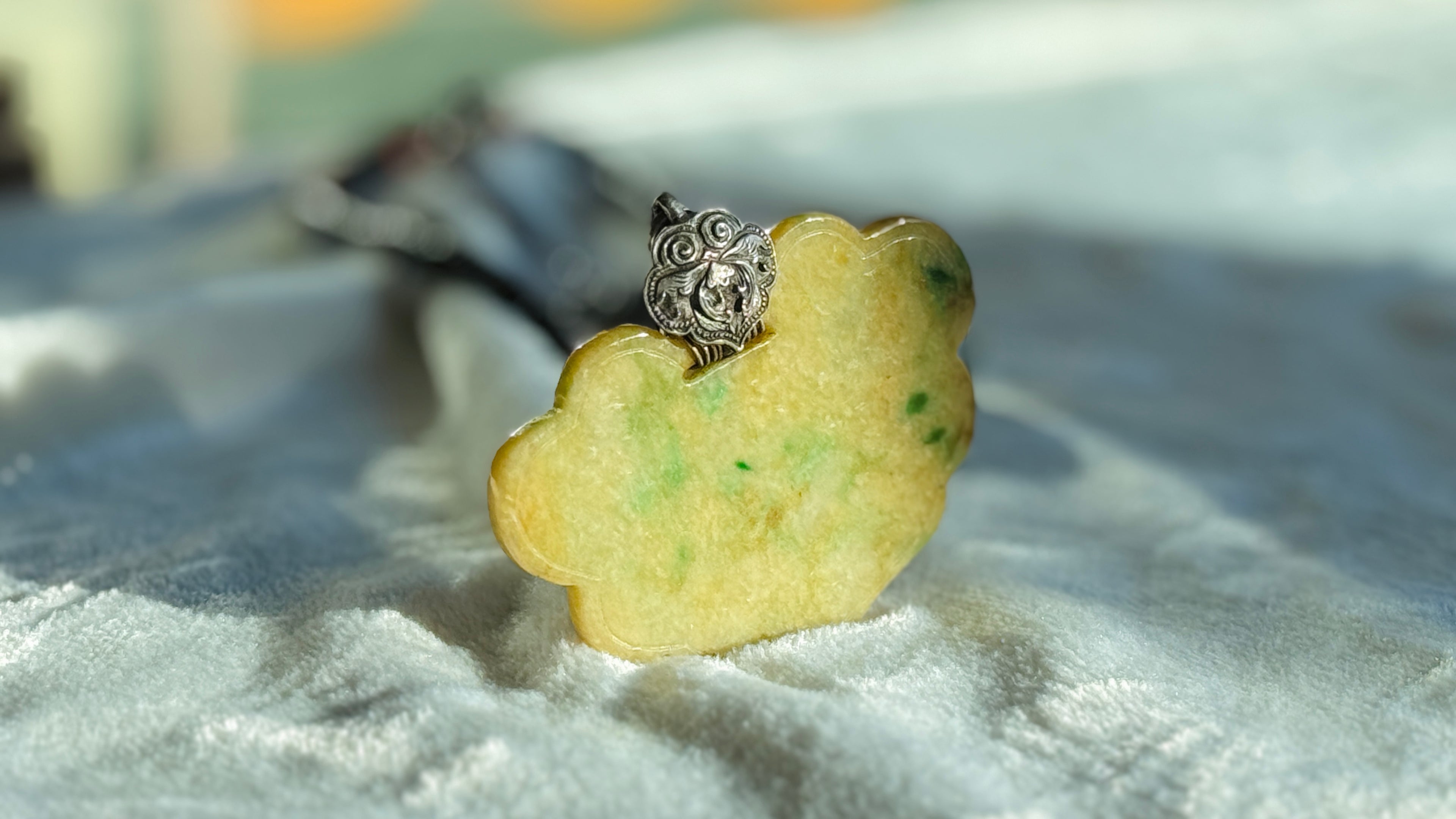 Queen of Green Spades ·  Yellow & Green Jade Necklace | Auspicious Chinese Jade Pendant | One-of-a-kind