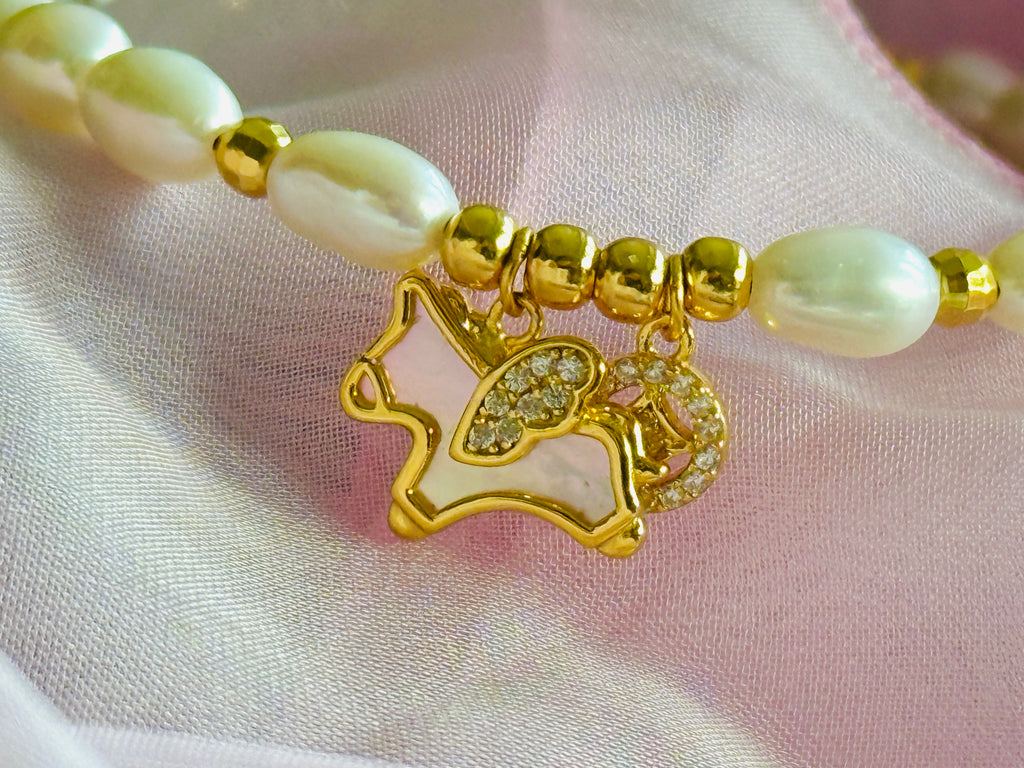 Fortune · Oval Freshwater Pearl Zodiac Horse Bracelet