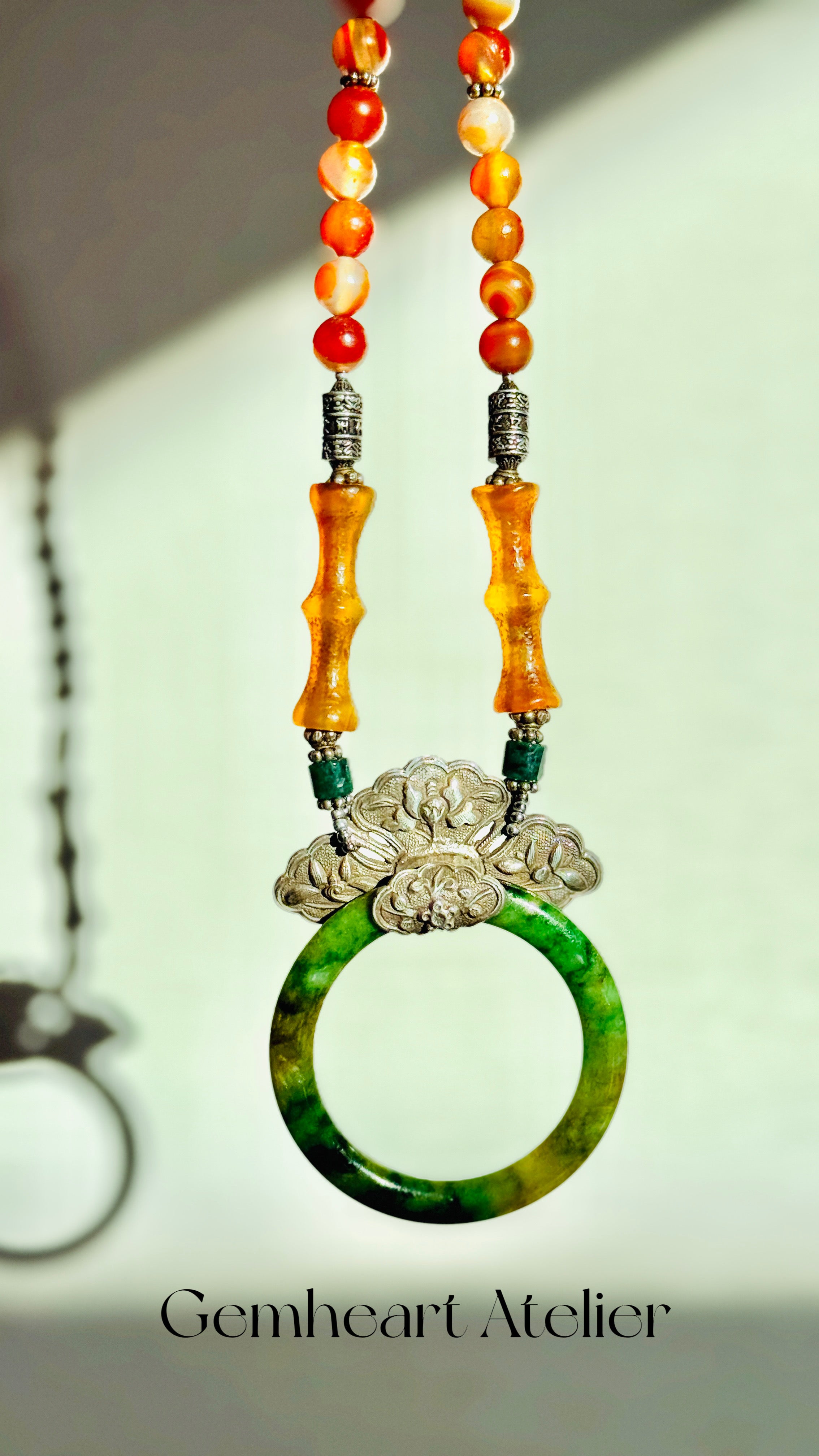 Orbit ·  Handcrafted Jade & Sterling Silver Pendant Necklace| One-of-a-kind
