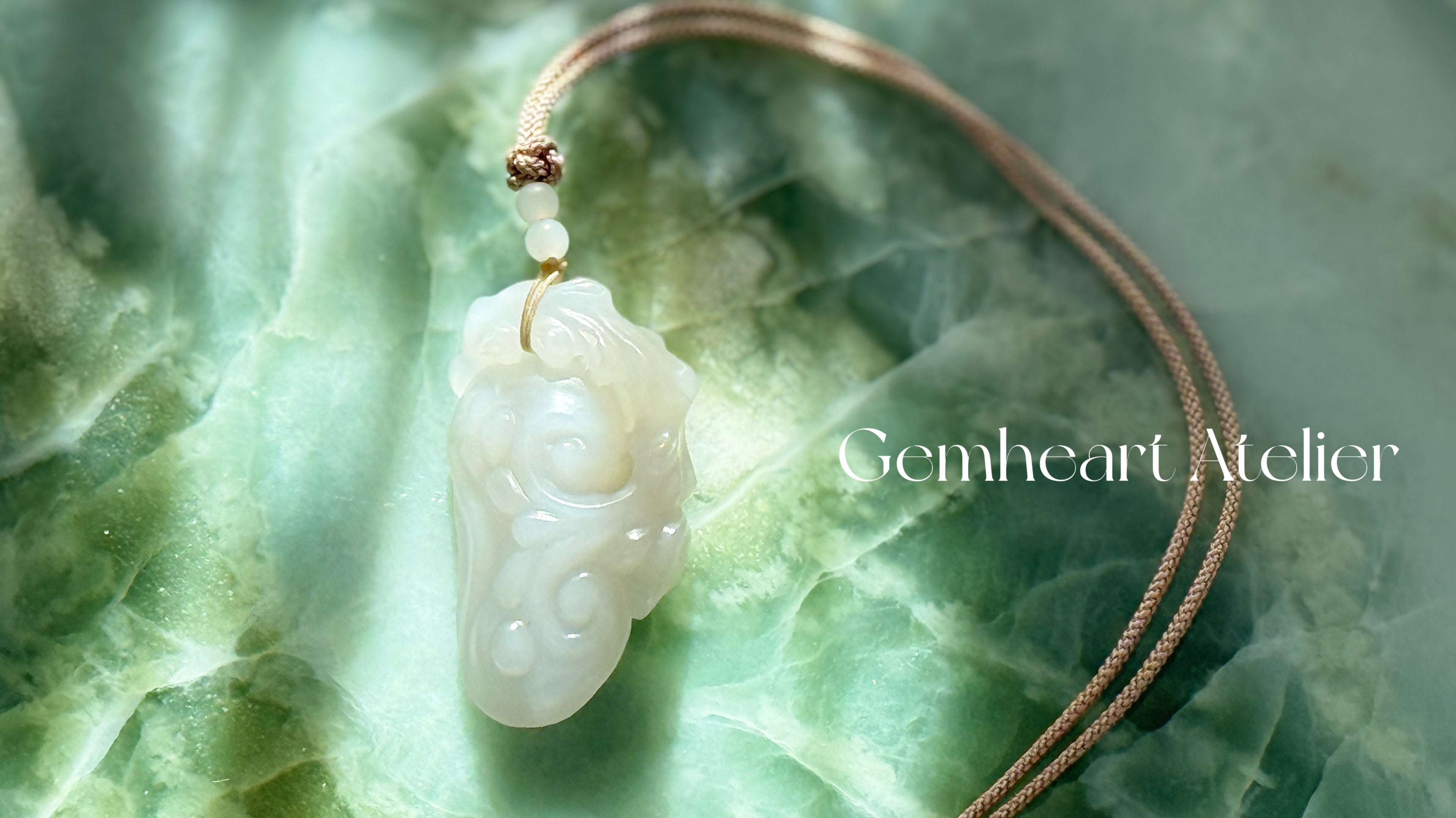 Snowtrace · Hand-Carved White Jade Amulet Pendant | Lucky Cloud Guardian | Natural Hetian Style Jade | One-of-a-kind-pieces
