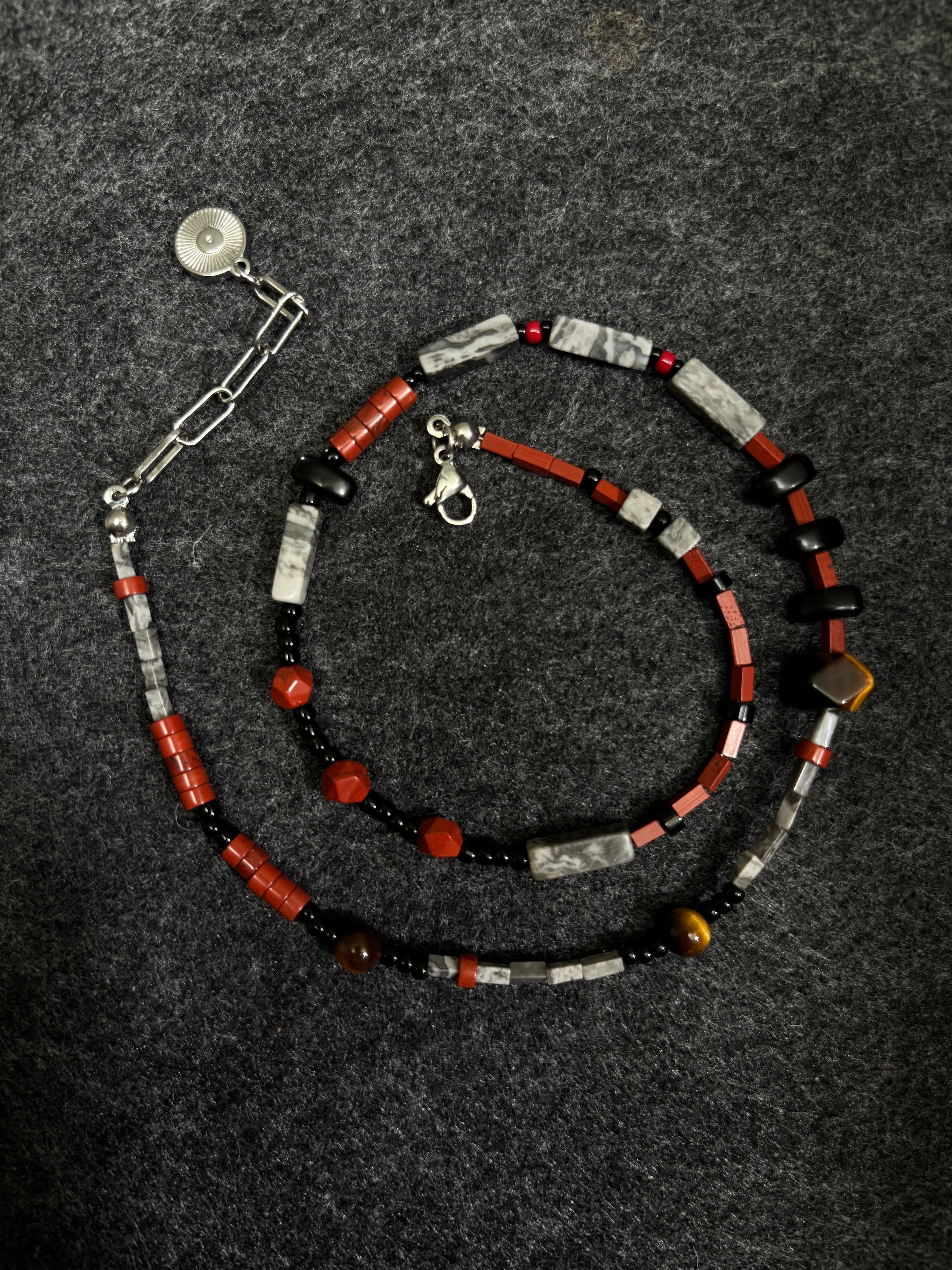 Rockfire Set Necklace + Bracelet Gender Neutral Handmade Jewelry Set