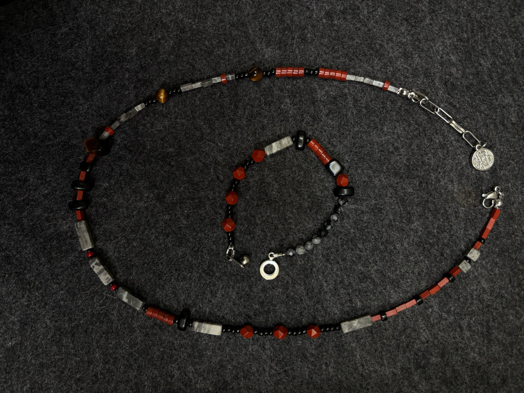 Rockfire Set Necklace + Bracelet Gender Neutral Handmade Jewelry Set