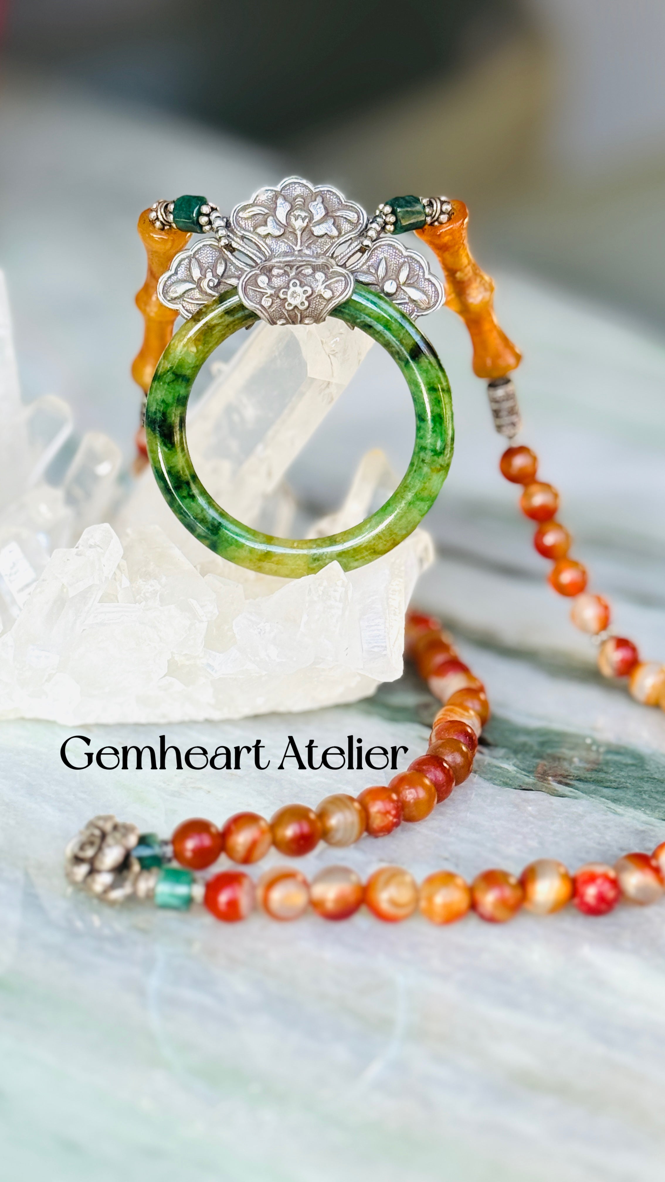 Orbit ·  Handcrafted Jade & Sterling Silver Pendant Necklace| One-of-a-kind