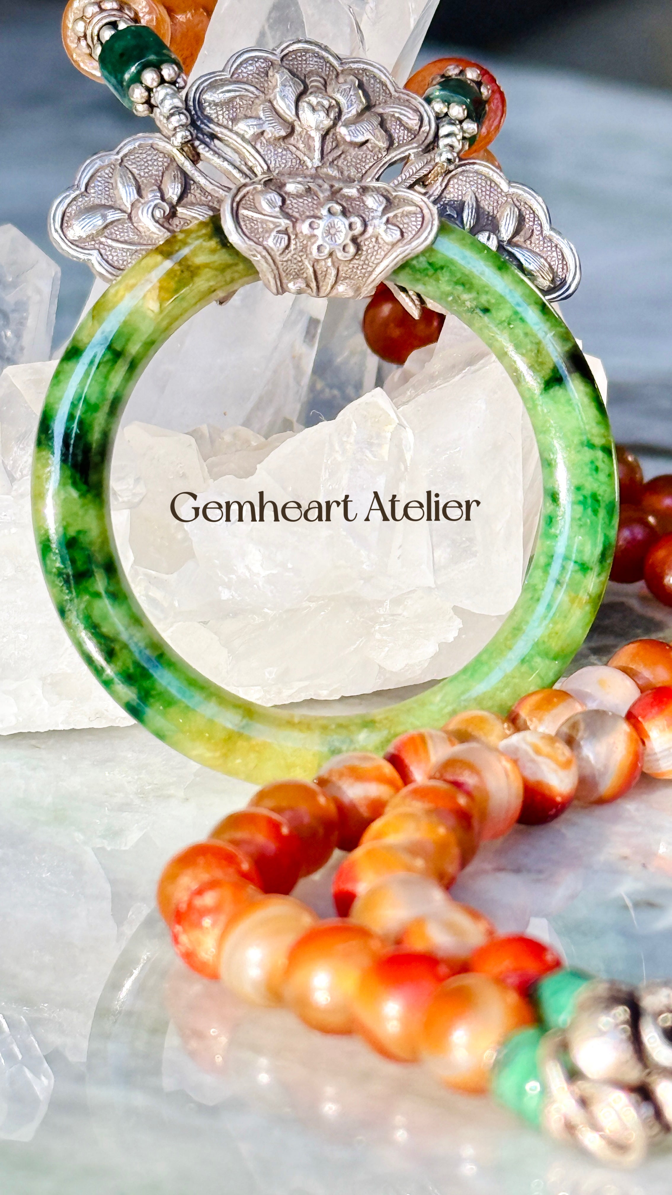 Orbit ·  Handcrafted Jade & Sterling Silver Pendant Necklace| One-of-a-kind