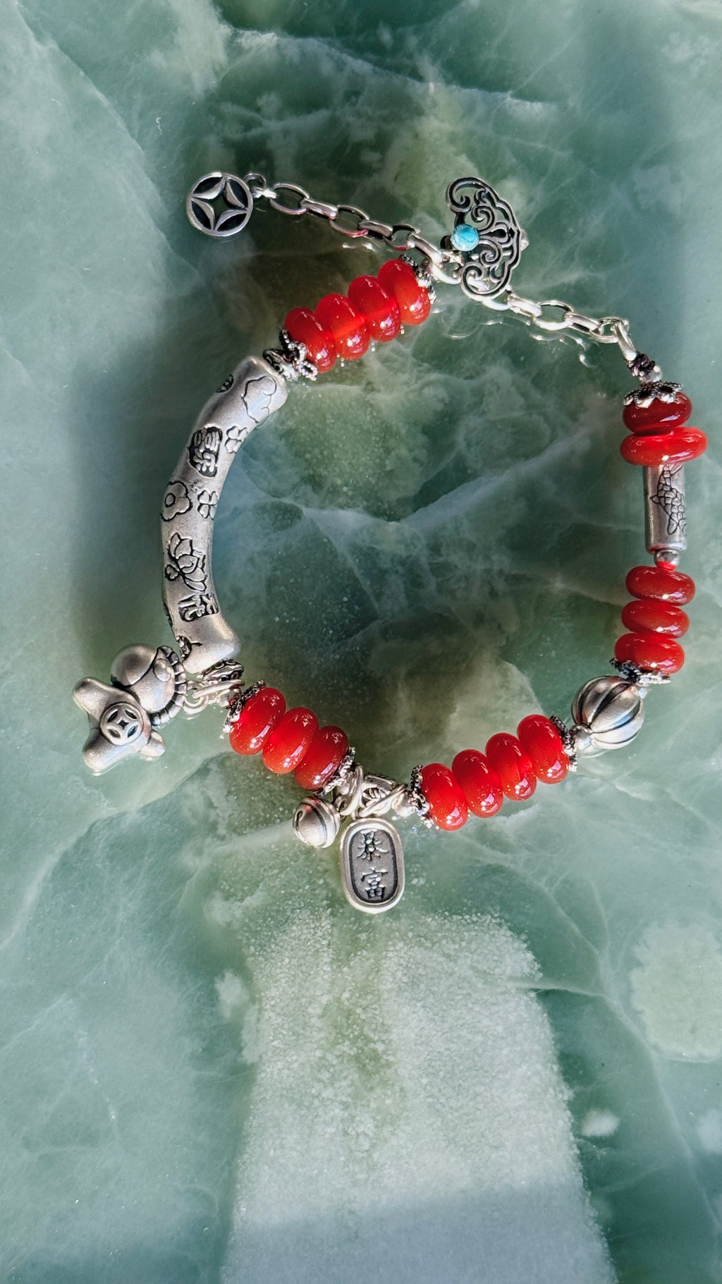 Abundance · Zodiac Horse Agate & Turquoise Sterling Silver Bracelet