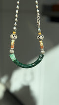 Interval · Antique Jade Arc Necklace | Hand-Carved Green Jade • Aged Silver| One-of-a-kind