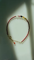 Vermilion · Natural south red agate and natural tourmaline Bracelet