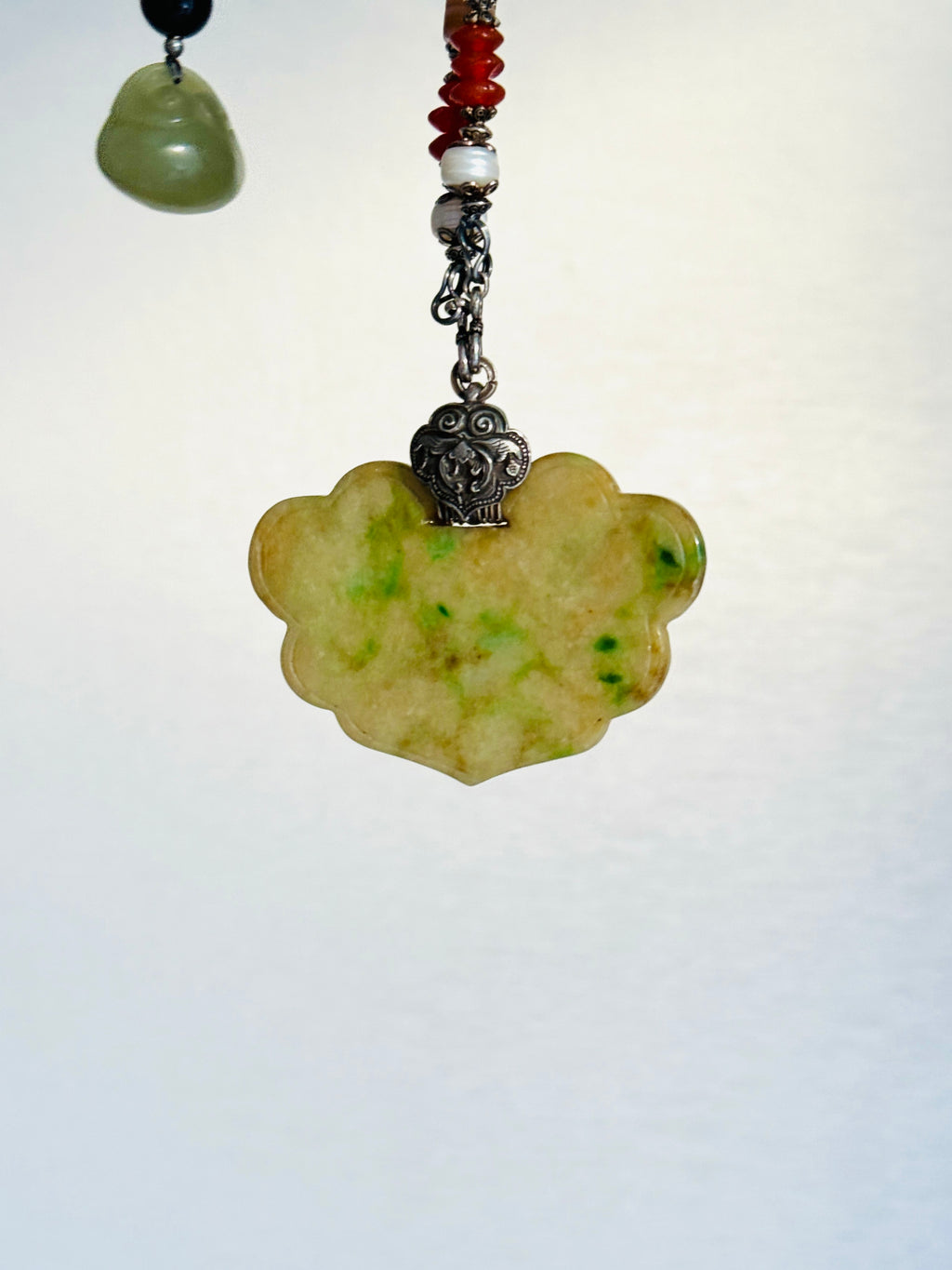 Queen of Green Spades ·  Yellow & Green Jade Necklace | Auspicious Chinese Jade Pendant | One-of-a-kind