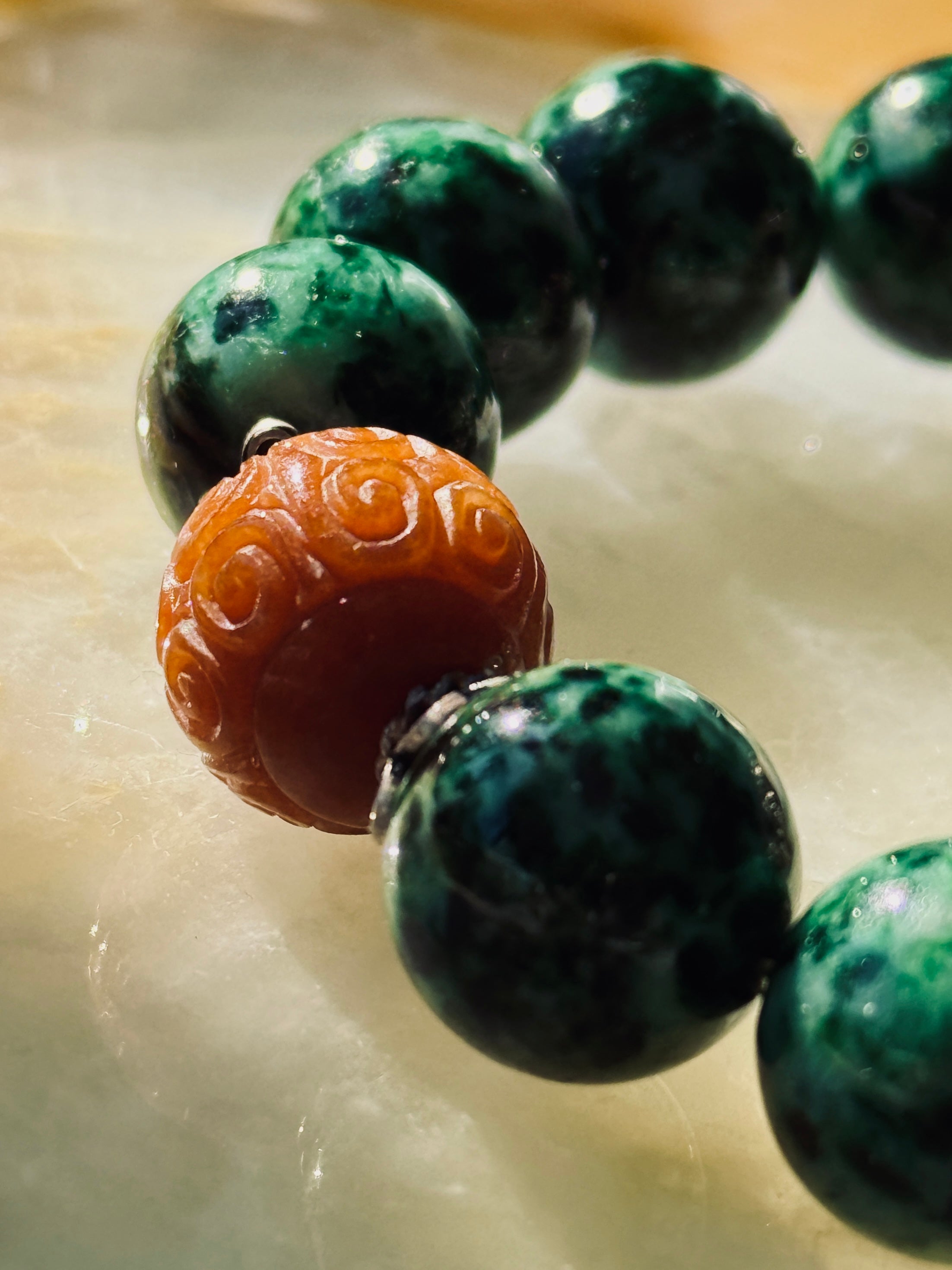 Endless Summer · Jade Bracelet | Dark Green Jadeite & Red Jade | “Endless Green, Radiant Red” | One-of-a-kind