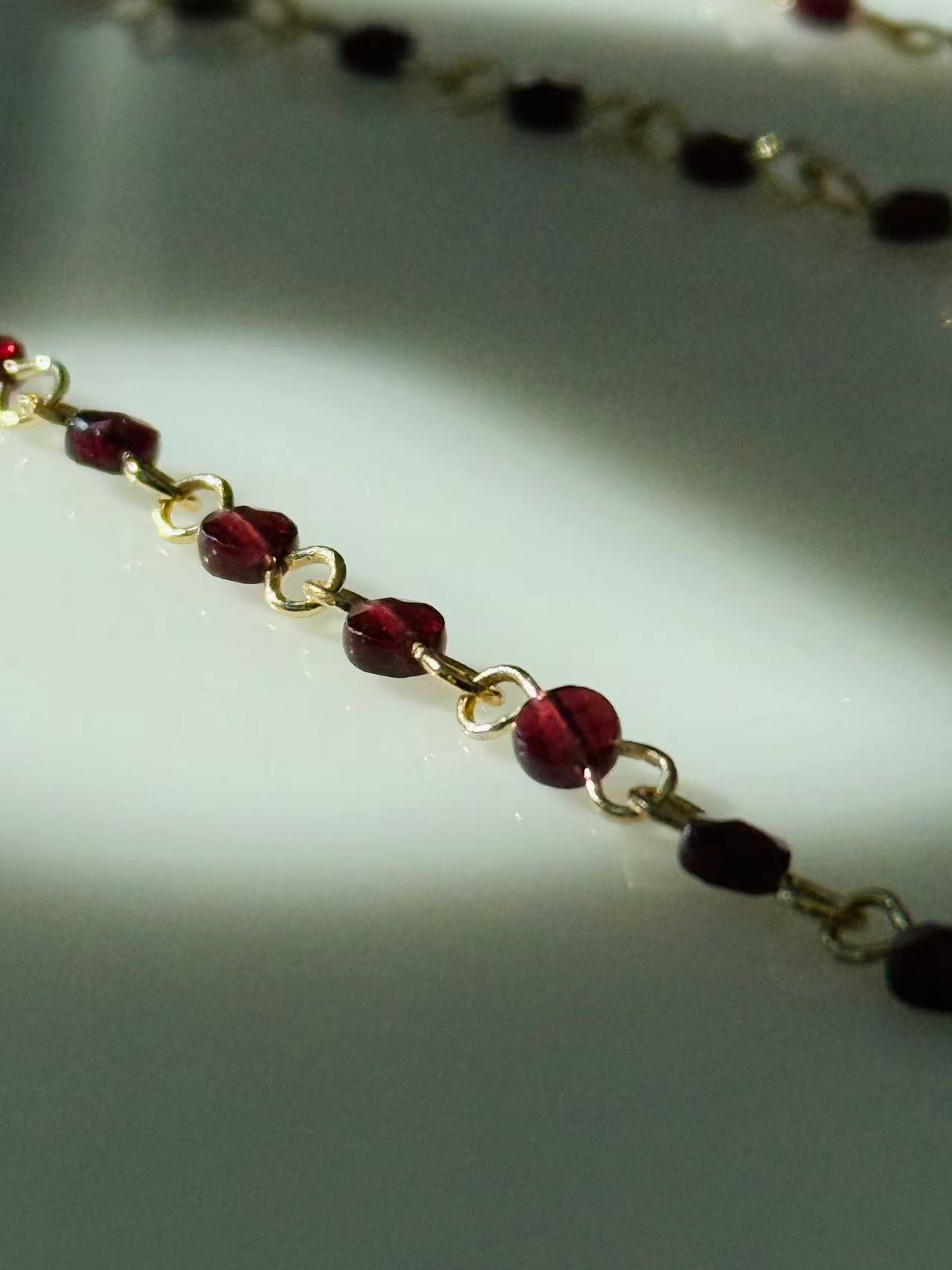 Rouge Lien · Garnet Stone Bracelet + Necklace Set