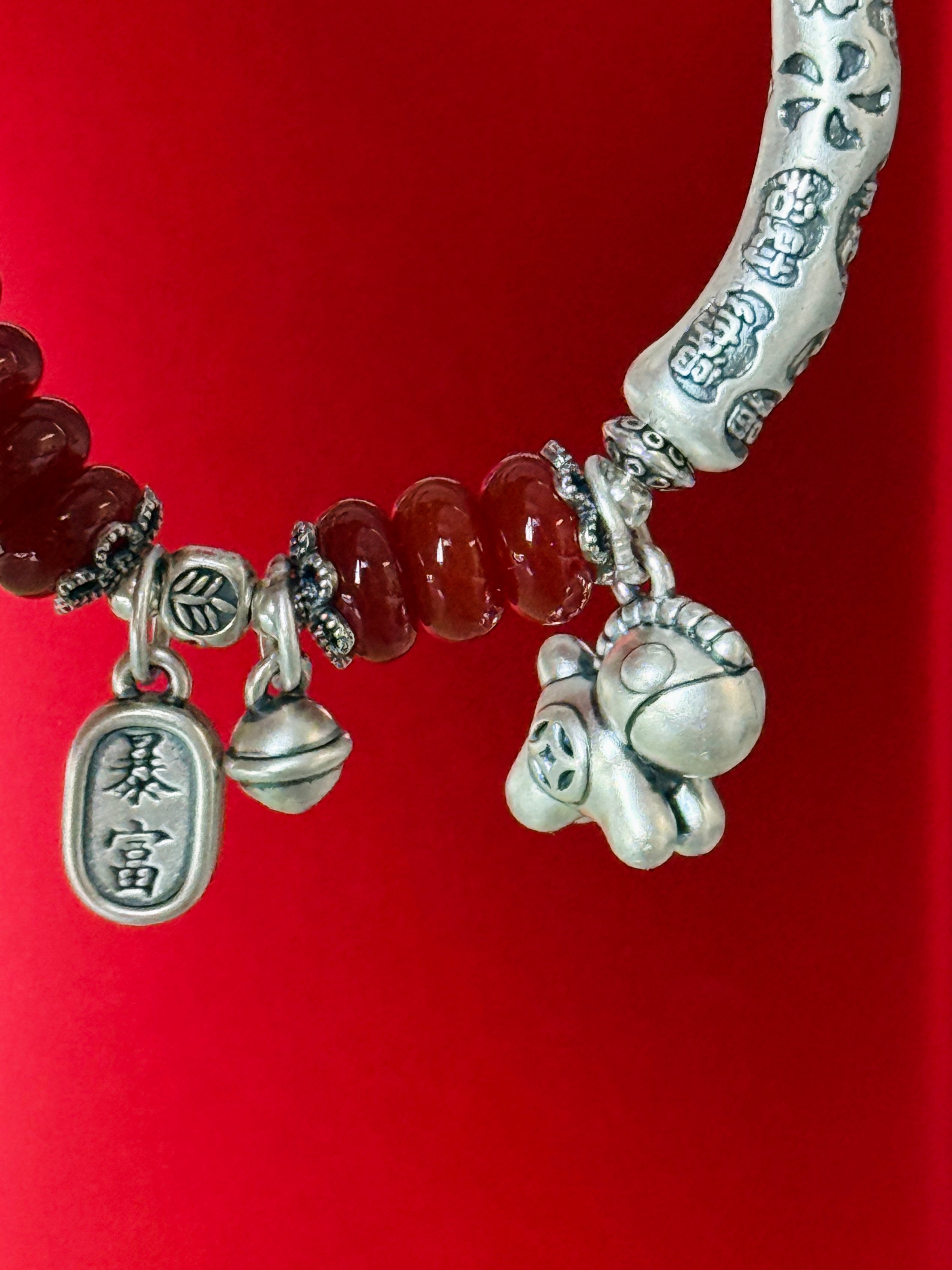 Abundance · Zodiac Horse Agate & Turquoise Sterling Silver Bracelet