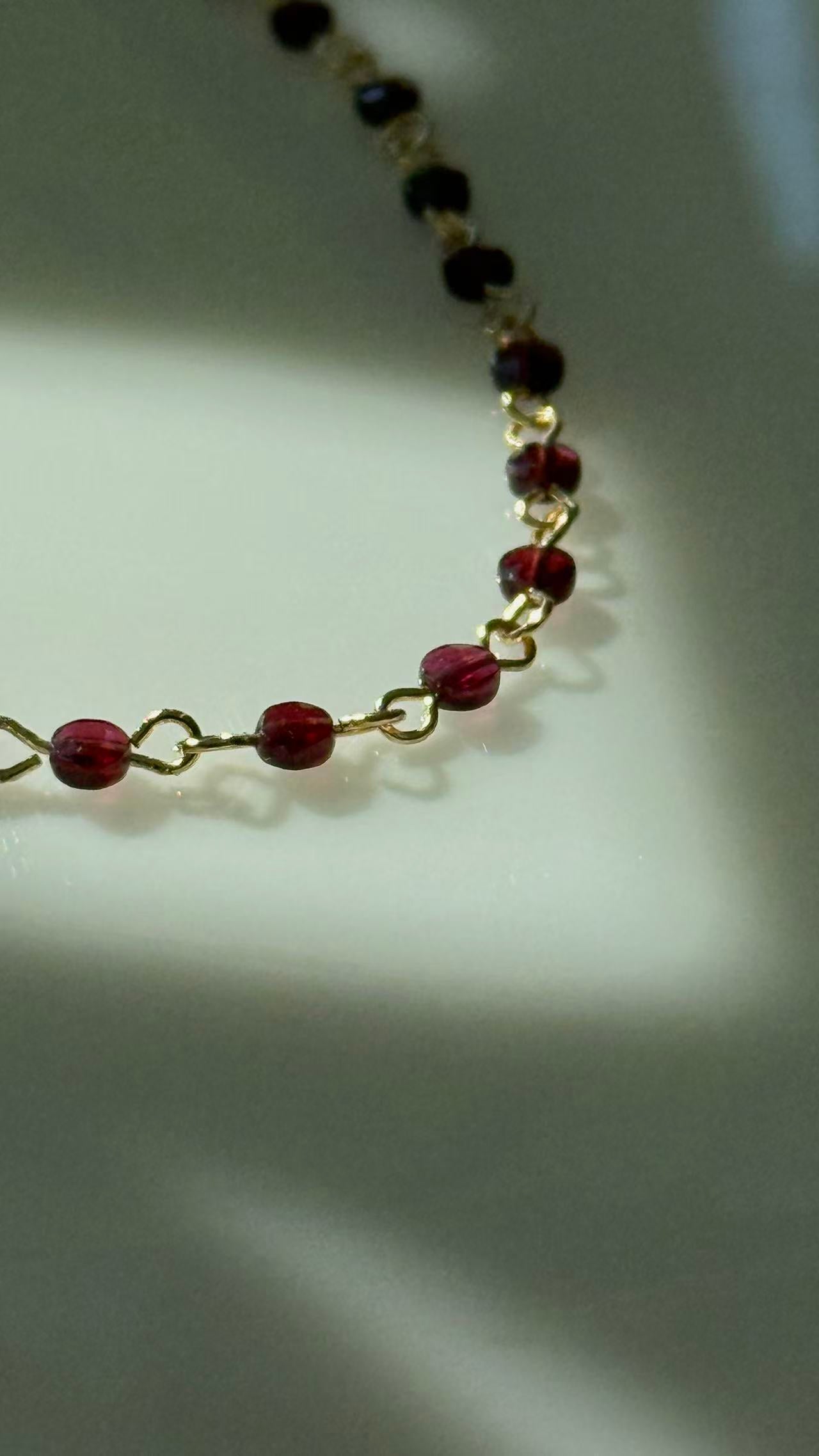 Rouge Lien · Garnet Stone Bracelet + Necklace Set